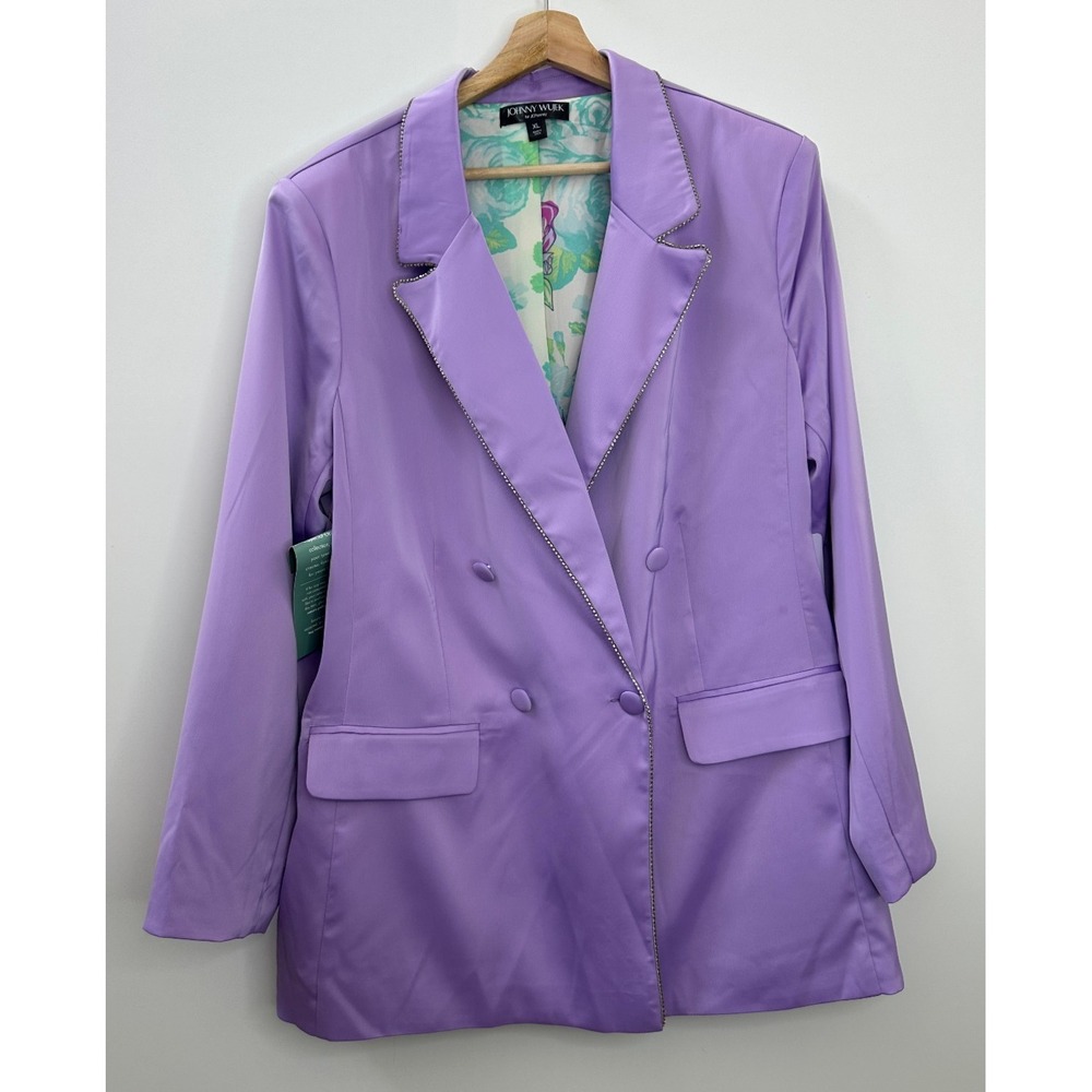 NWT Johnny Wujek Embossed Suit Jacket Blazer in Lillac Breeze Women's XL *Flaw - Picture 2 of 12